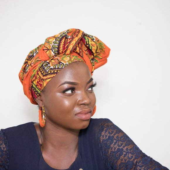 Matching African Dashiki Head Wrap & Earrings - DO - Picture 4 of 10